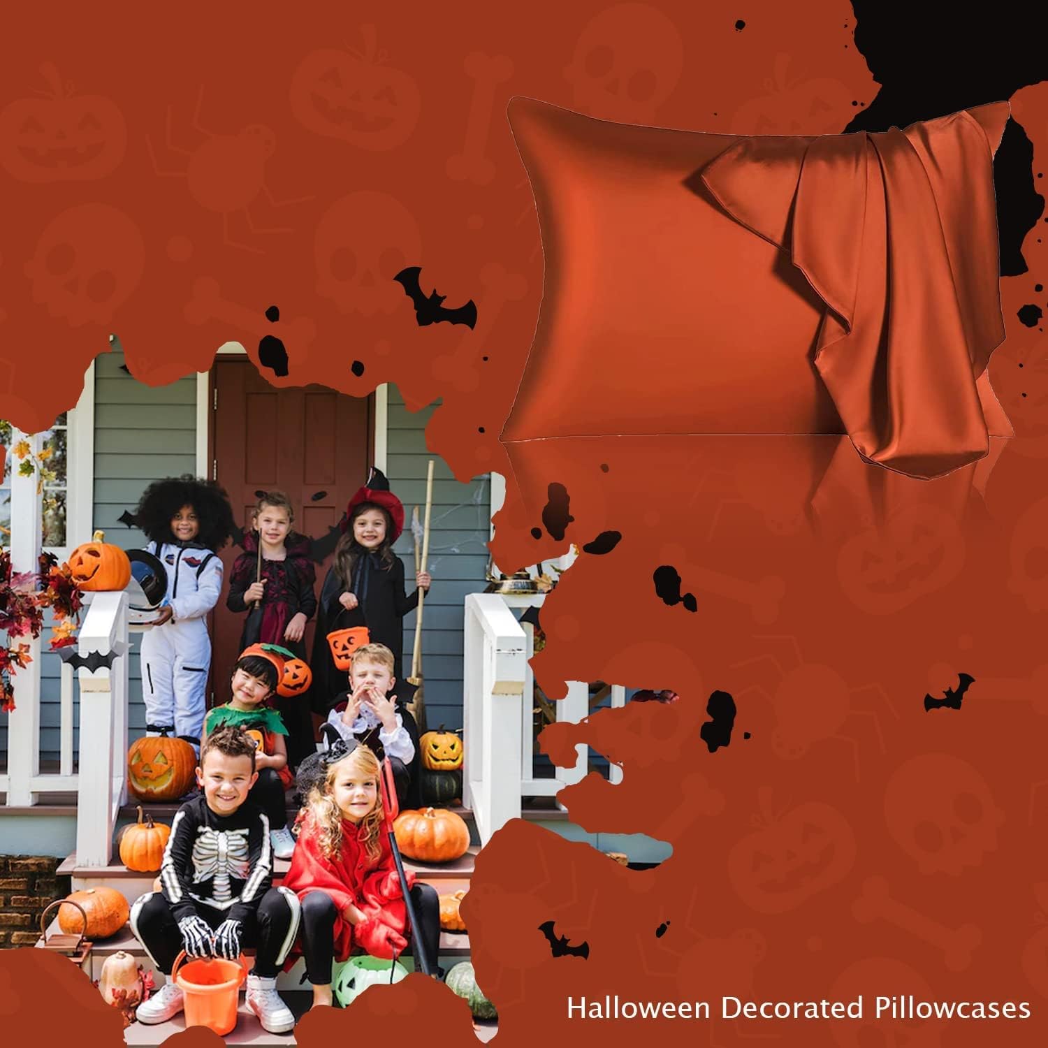 Mulberry Silk Pillowcase for Hair and Skin,Standard Size Cooling Silk Pillow Case with Hidden Zipper,Allergen Proof Dual Sides Soft Breathable Smooth Silk Pillow Cover for Women(Standard,Orange)