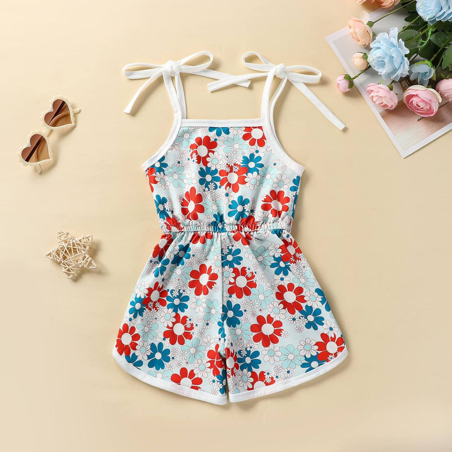 WZTYYDS Toddler Baby Girl Summer Clothes Floral Romper Tie-Up Strap Halter Jumpsuit Infant Summer Sling Playsuit 6M-3T