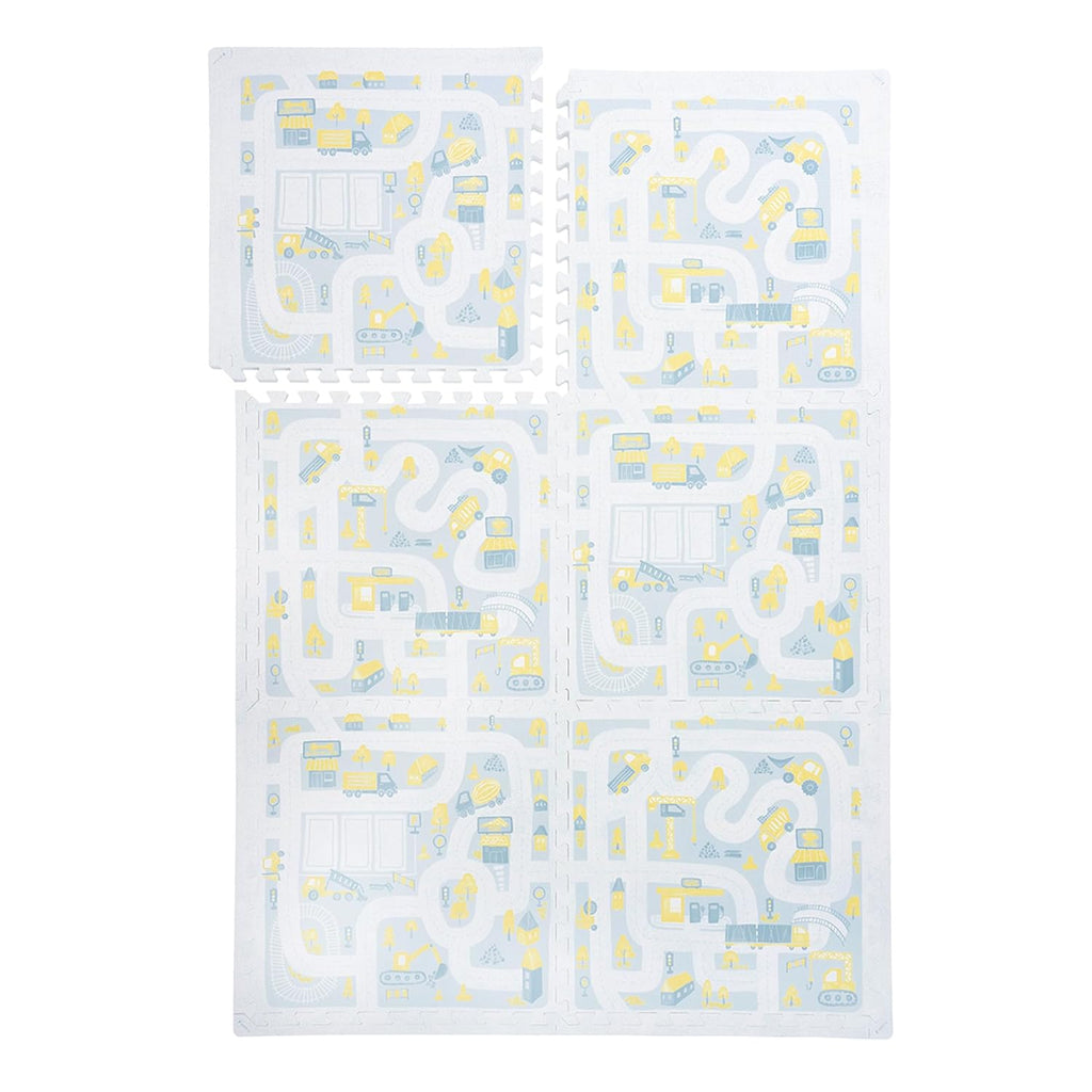 Premium Baby Foam Play Mats - Stylish Floor & Exercise Puzzle Mat for Toddlers and Kids- 6 Soft, Non-Toxic, Odorless, Peel-Resistant Foam Tiles - 6ft x 4ft- 0.5” inch Thick, Pastel Blue Gray