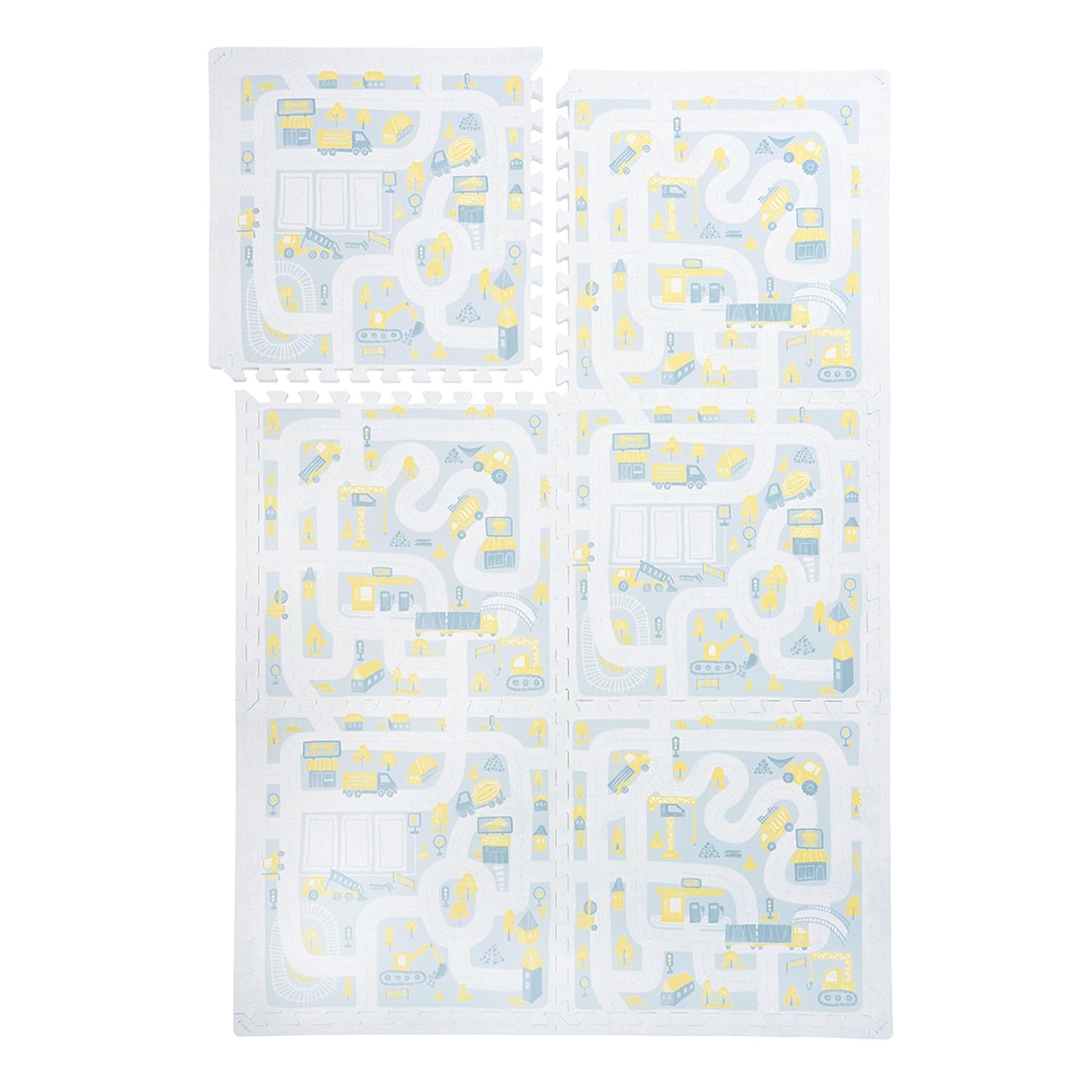 Premium Baby Foam Play Mats - Stylish Floor & Exercise Puzzle Mat for Toddlers and Kids- 6 Soft, Non-Toxic, Odorless, Peel-Resistant Foam Tiles - 6ft x 4ft- 0.5” inch Thick, Pastel Blue Gray