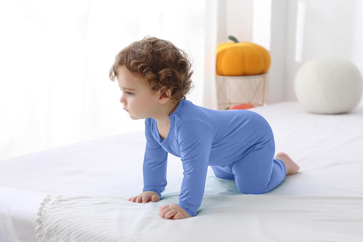 GUISBY Rayon Baby Pajamas, Long Sleeve with Snap Closure Pajamas Sleepers