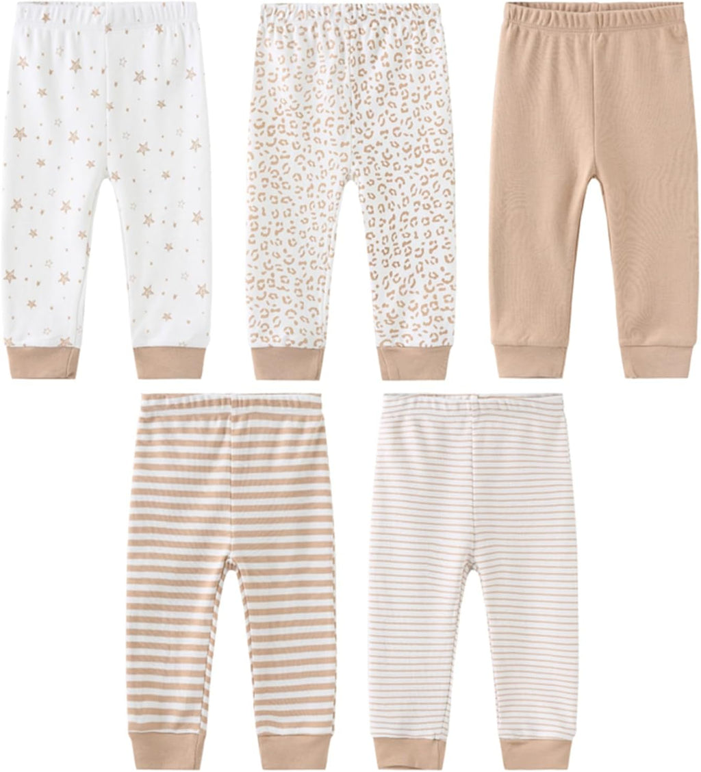 Unisex Baby Boy Girl Pants Sets Cotton Soft Infants Bottoms Casual 5 Pack 0-12 Month Babies' Leggings