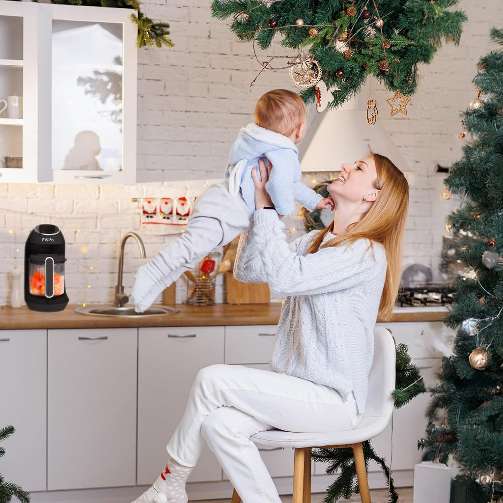 EVLA'S Baby Food Maker, Steamer, Blender, Baby Food Processor for Healthy Homemade Baby Food in Minutes, Touch Screen with 6 Reusable Food Pouches, Baby Registry Essential, Dark Grey