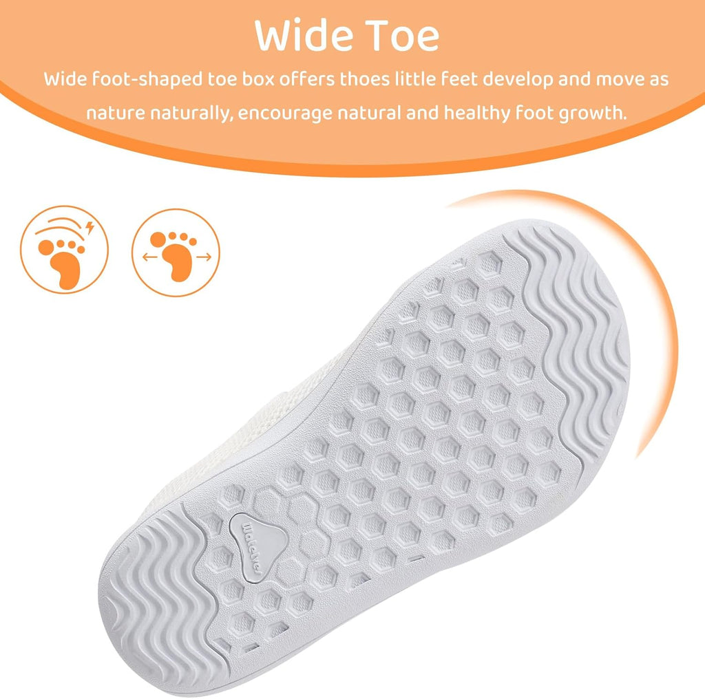 WateLves Toddler Little Kids Wide Barefoot Shoes The First Walking Shoes Girls Boys Breathable Zero Drop Minimalist Sneakers with Wide Toe Box Natural to Grow