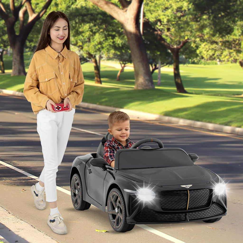 Costzon Ride on Car, 12V Licensed Bentley Bacalar Battery Powered Kids' Electric Vehicles w/Remote Control, Scissor Doors, Wireless Connection, Lights/Sound Effects, Kids Car Toys for Toddlers(Black)