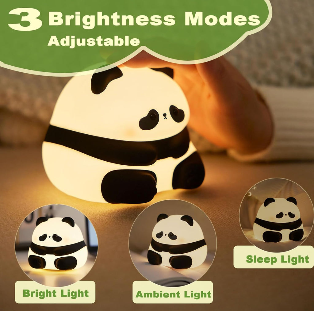 DREAMING MY DREAM Cute Panda Night Light, LED Squishy Novelty Animal Night Lamp, 3 Level Dimmable Nursery Nightlight for Breastfeeding Toddler Baby Kids Decor, Cool Gifts for Kids