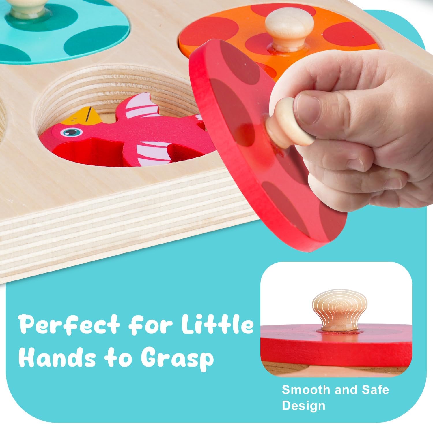 Dinosaur Wooden Toddler Puzzle 1-3, Montessori Toys for 1 2 3 Year Old, Dinosaur Eggs Peg Puzzles, Kid Wooden Puzzles Ages 2-4, Dinosaur Toy for Toddler Kid, Preschool Education Learning Toys