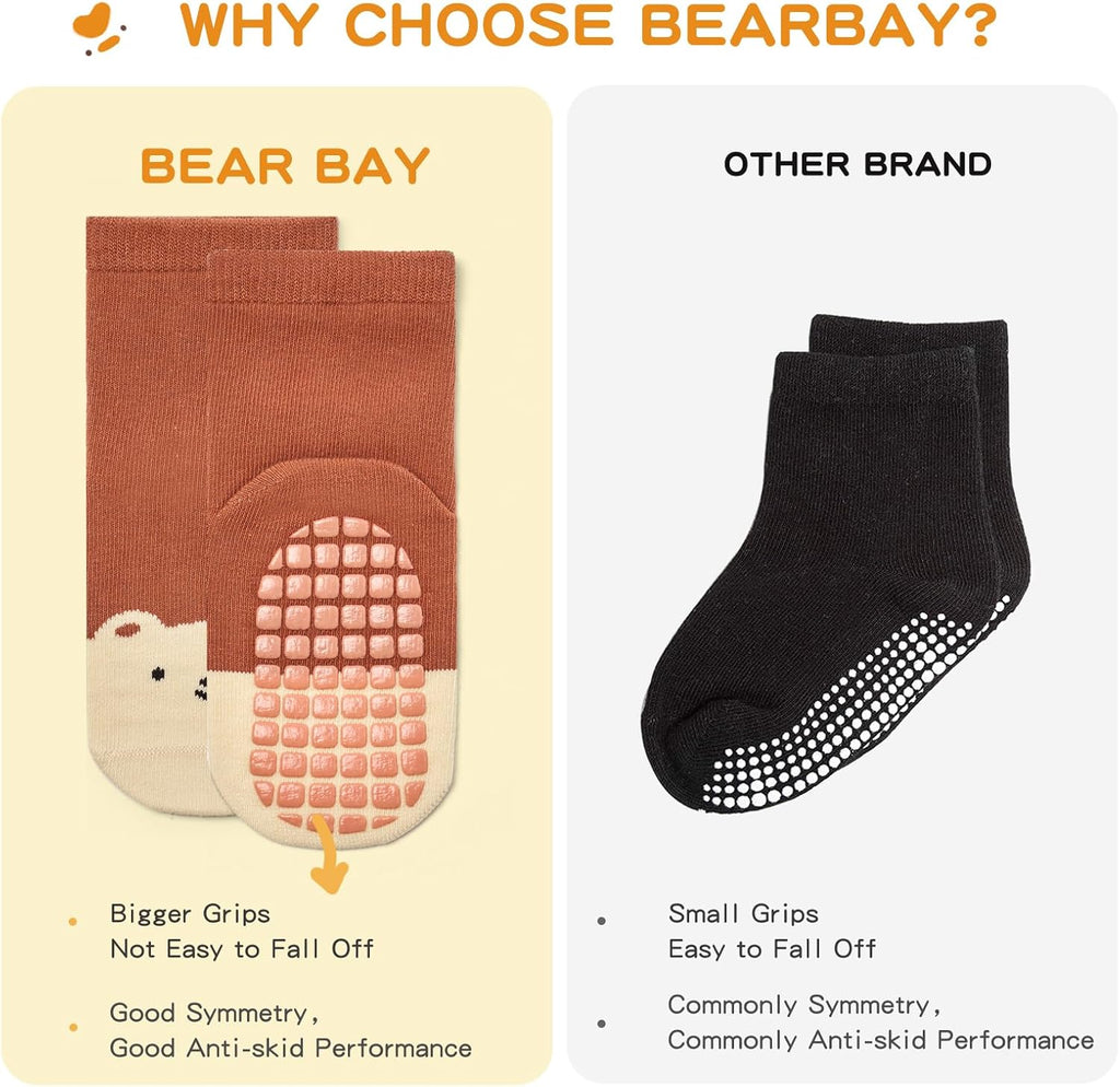 Baby Non Slip Ankle Socks with Grippers for 0 Months-7 Years Old Walking Socks