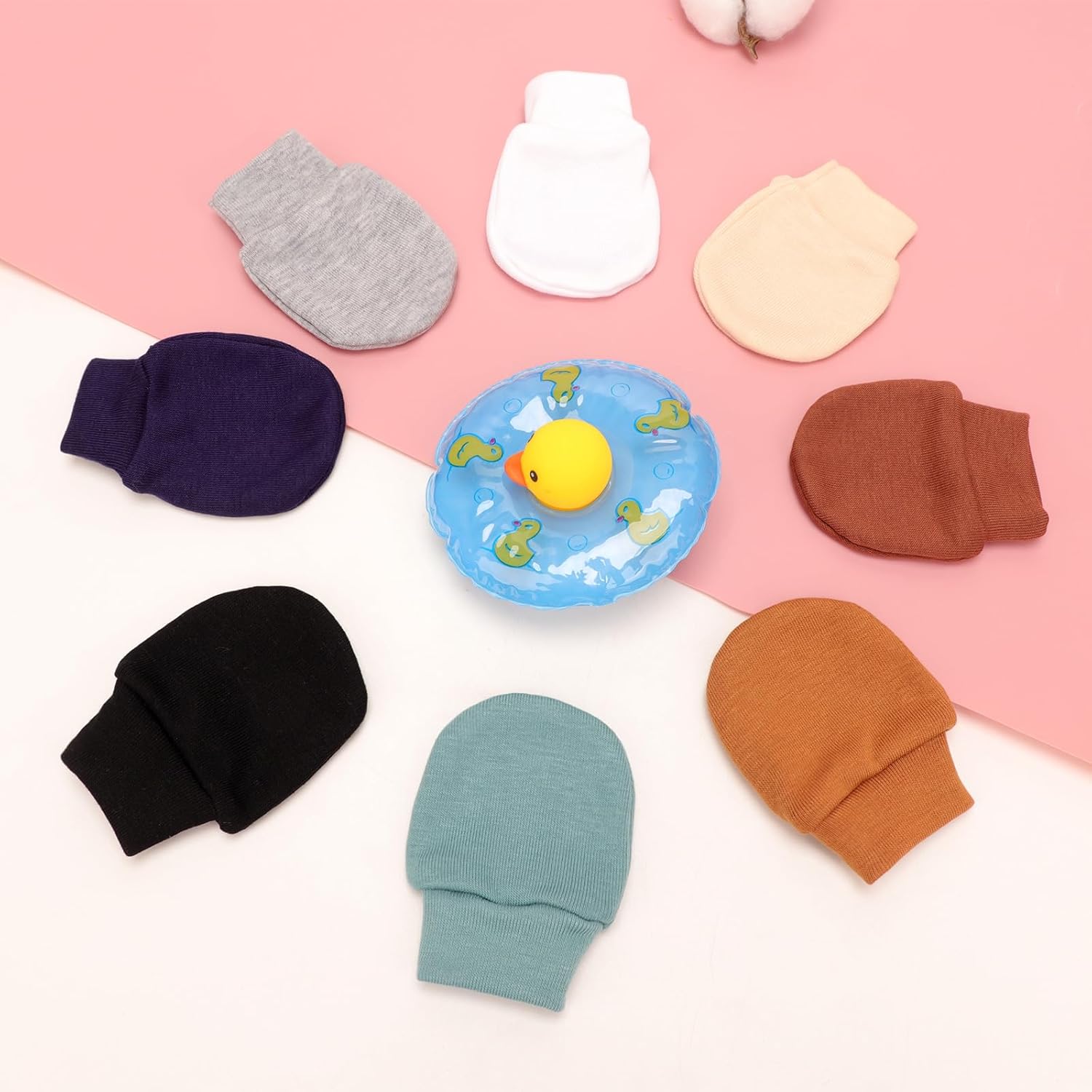BQUBO Newborn Infant Toddler Mittens No Scratch Cotton Elastic Wrist Gloves Hypoallergenic for 0-6 Months Baby Boys Girls