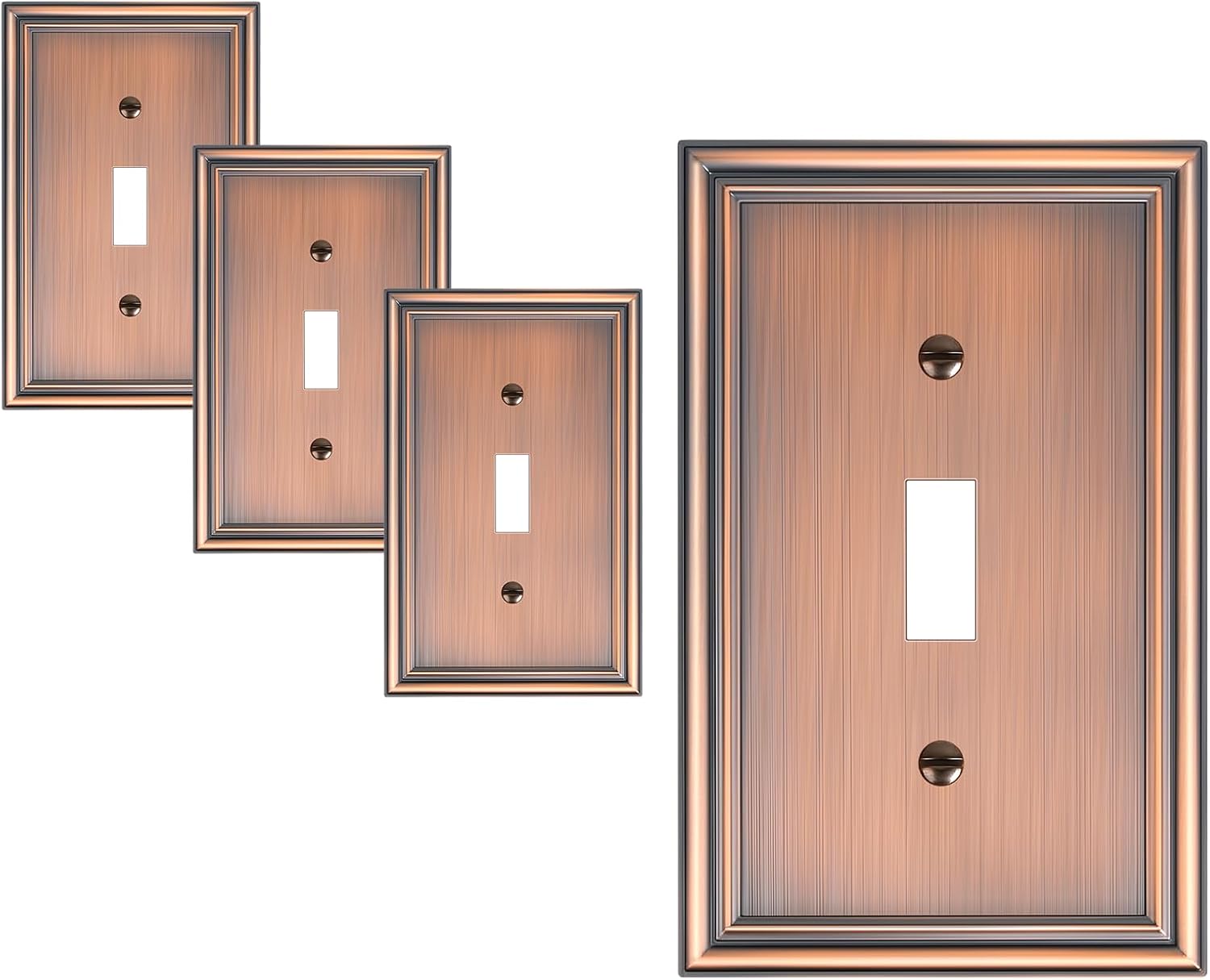 4-Pack Single Toggle Light Switch Cover Plate, Durable Solid Zinc Alloy Decorative Switch Plate Covers, Antique Copper 1 Gang Wall Plate, Corrosion Resistant