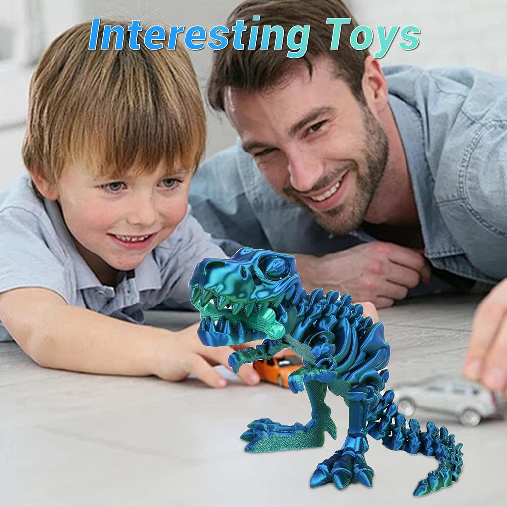 3D Printed Dinosaur Bones Tyrannosaurus Rex Skeleton with Movable Joints, 3D Model Skull T-Rex, Flexible Articulated Dinosaur Fidget Toys Adults for Autism/ADHD