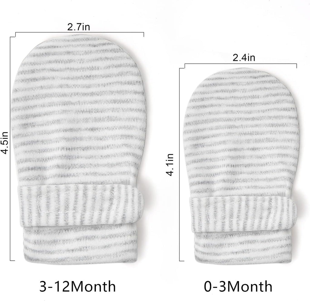 Newborn Baby No Scratch Mittens Stay On, 100% Cotton Breathable, Adjustable Infant Gloves for Baby Boys Girls Mittens
