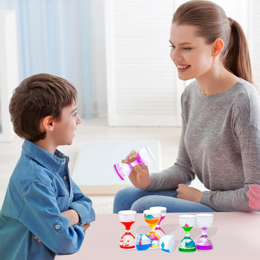 Liquid Motion Timers for Kids, Set of 3, Sensory Bubble Toys for Toddlers (Purple)