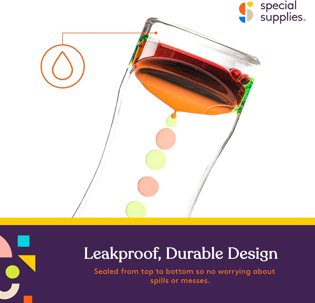 Special Supplies Liquid Motion Bubbler Toy (4-Pack) Colorful Hourglass Timer with Droplet Movement, Bedroom, Kitchen, Bathroom Sensory Play, Cool Home or Desk Decor