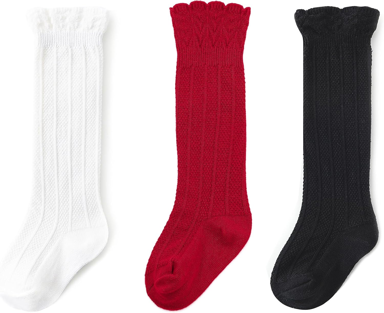 Zando Baby Knee High Socks - Infant to Toddler, Cotton Ruffle Socks, Warm Girls & Boys Long Stockings, 3-6 Pairs