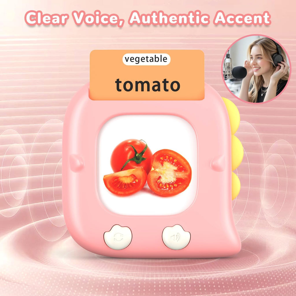 Kidzdo Toddler Talking Flash Cards with 560 Sight Word, Christmas Birthday Gifts for Ages 2-6 Girls, Autism Sensory Toys, Montessori Speech Therapy Learning Toys for 2 3 4 5 6 Year Old Kids, Pink