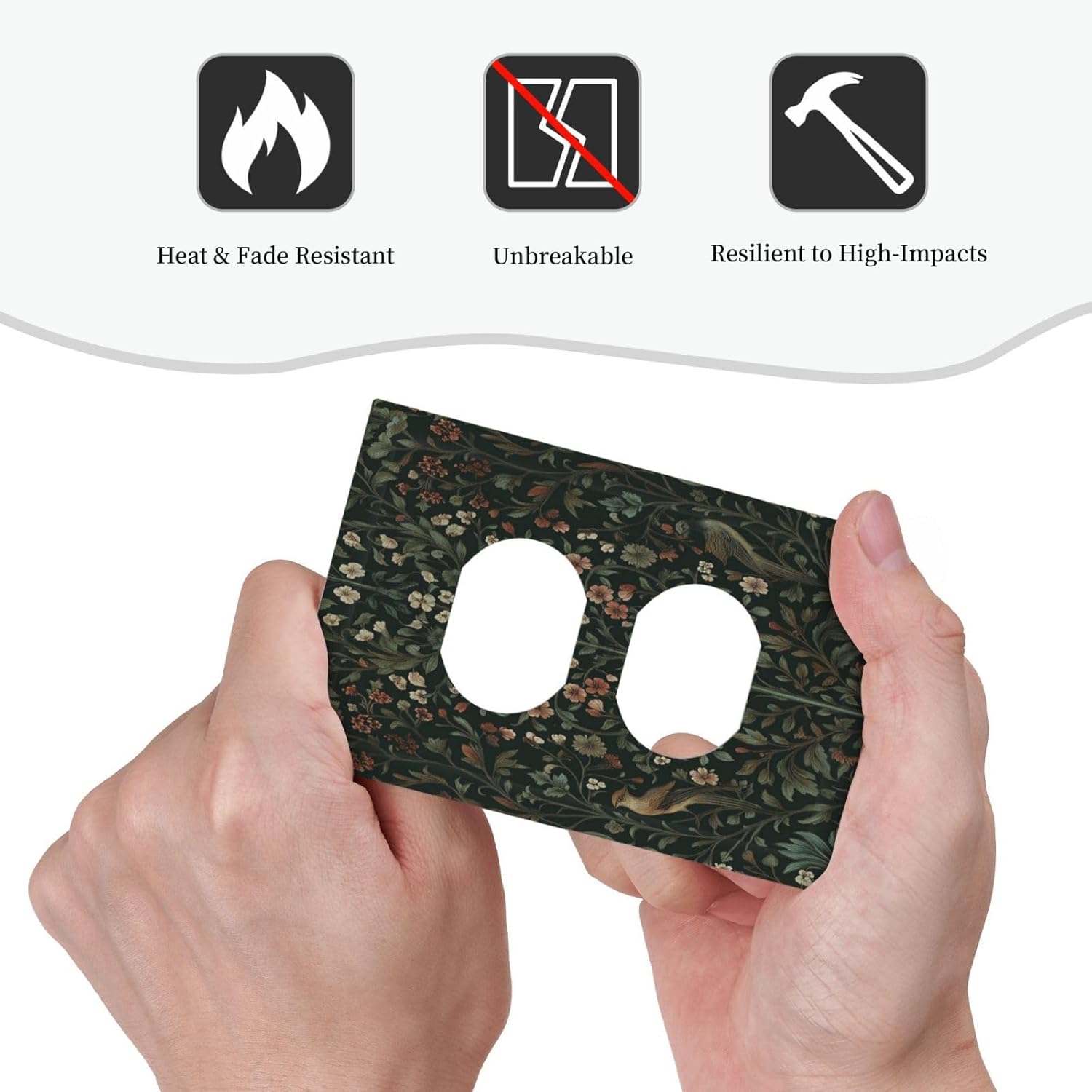 Outlet Covers Vintage Morris Colorful Flower Green Leaf 1 Gang Duplex Light Switch Cover Decorative Switch Plates Electrical Receptacle Faceplate Wall Plate For Bed Room Living Room