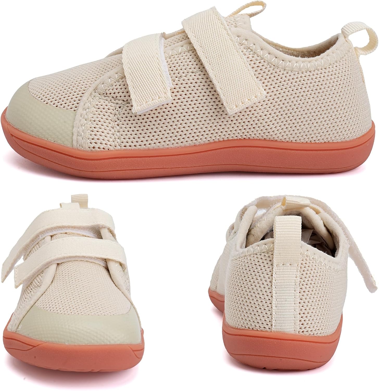 WateLves Toddler Little Kids Wide Barefoot Shoes The First Walking Shoes Girls Boys Breathable Zero Drop Minimalist Sneakers with Wide Toe Box Natural to Grow