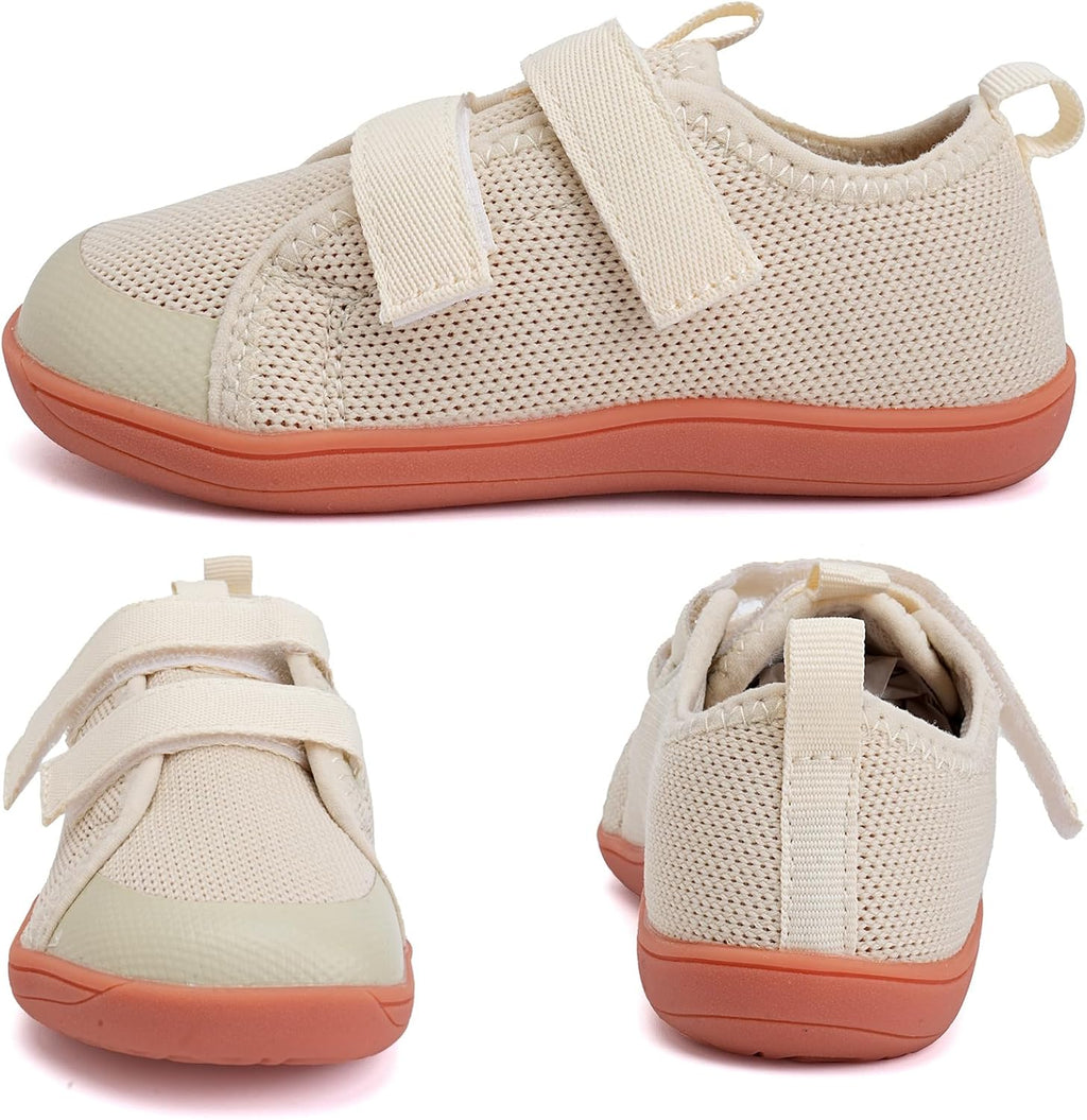 WateLves Toddler Little Kids Wide Barefoot Shoes The First Walking Shoes Girls Boys Breathable Zero Drop Minimalist Sneakers with Wide Toe Box Natural to Grow