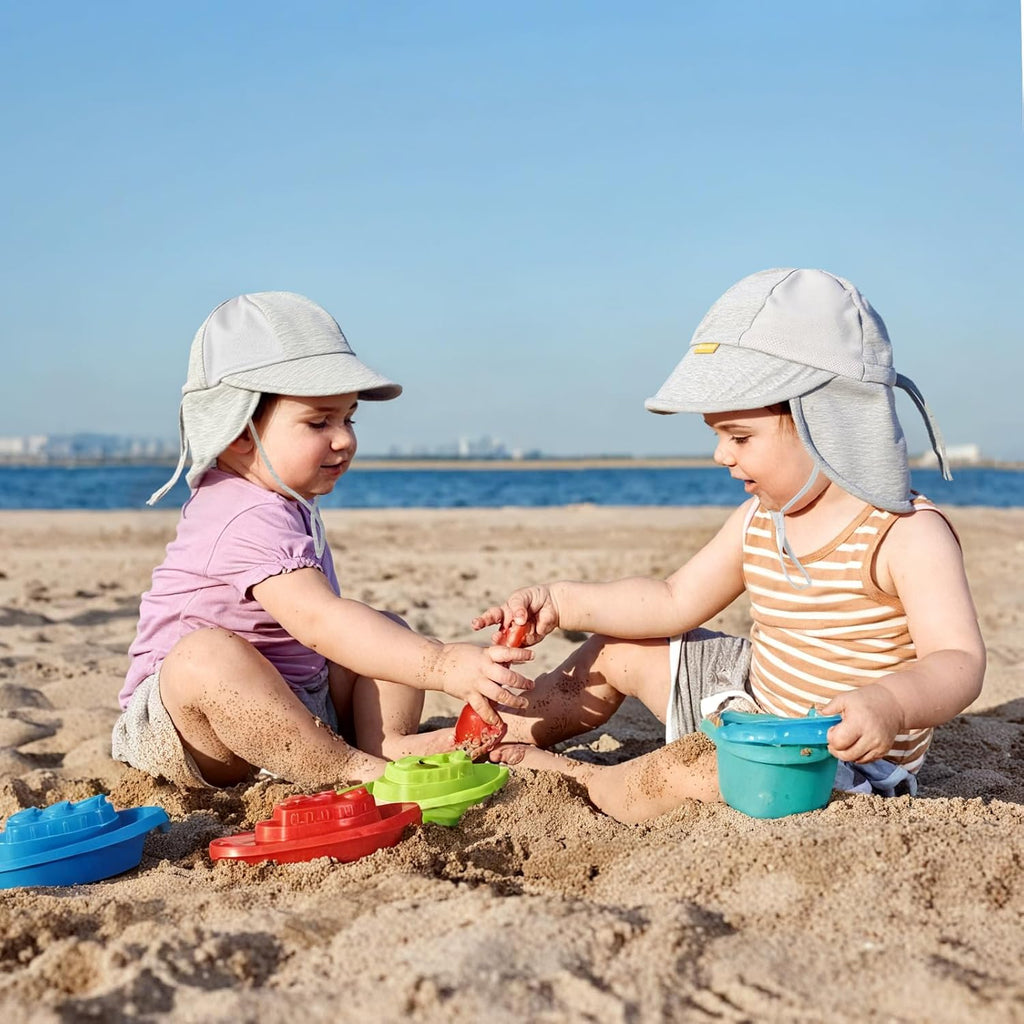 Baby Sun Hat with Breathable Mesh, UPF 50+ Cotton Adjusrtable Unisex Toddler Sun Hat for Summer Beach Swim