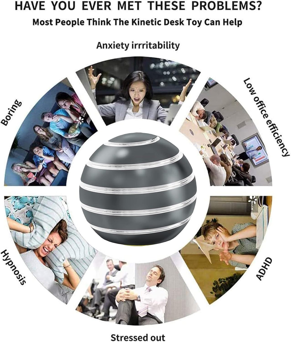 Kinetic Spinning Toys, Desktop Toys for Office for Adults, Cool Fidget Toys and Gadgets, Sensory Fidget Toy for Kids Party Favors, Stocking Stuffers (1.77", Gray)