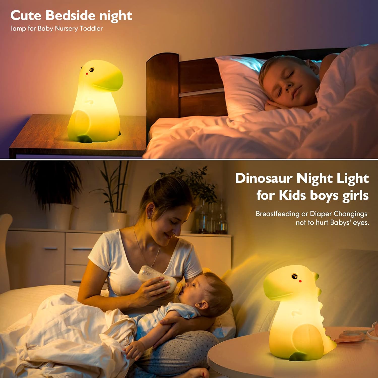 LED Dinosaur Night Light for Kids, Touch Sensor Silicone 7 Colors Room Decor for Boys Girls, Rechargeable Nursery Baby Nightlight Dinosaurs Lamp, Cute Bedside Lamp Funny Gifts