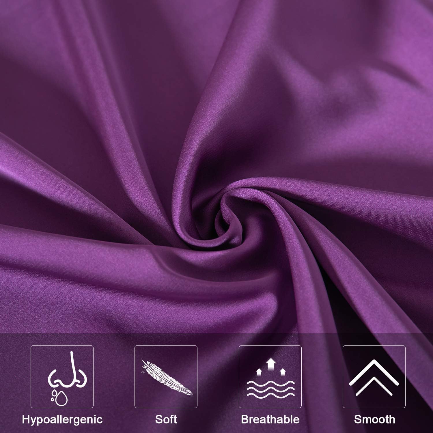 Mulberry Silk Pillowcase for Hair and Skin,Queen Size Cooling Silk Pillow Case with Hidden Zipper,Allergen Proof Dual Sides Soft Breathable Smooth Silk Pillow Cover for Women(Queen,Purple)