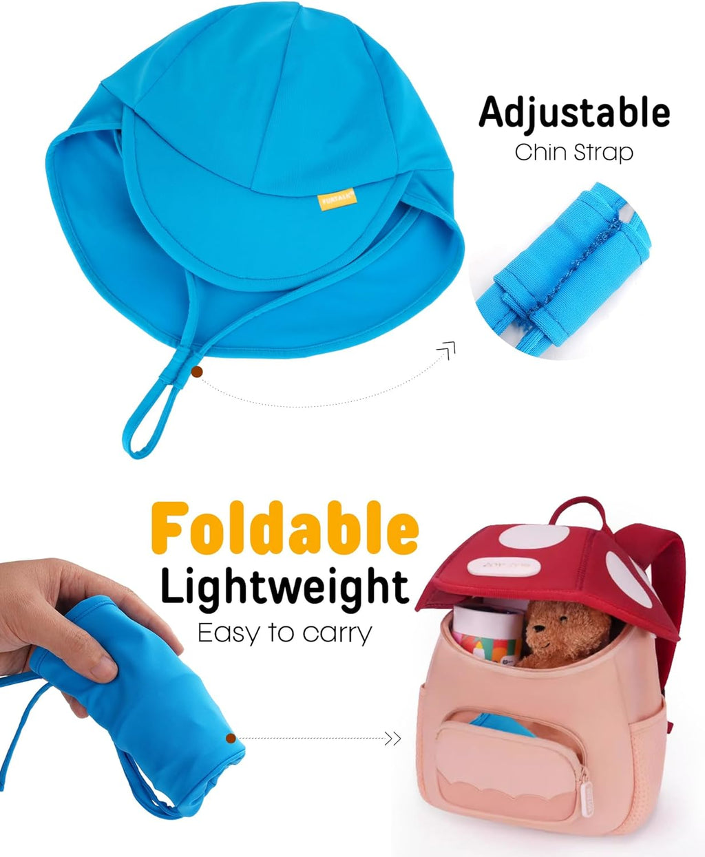FURTALK Baby Sun Hat Summer Beach Hat UPF 50+ Adjustable Soft Baby Swim Hat with Neck Flap