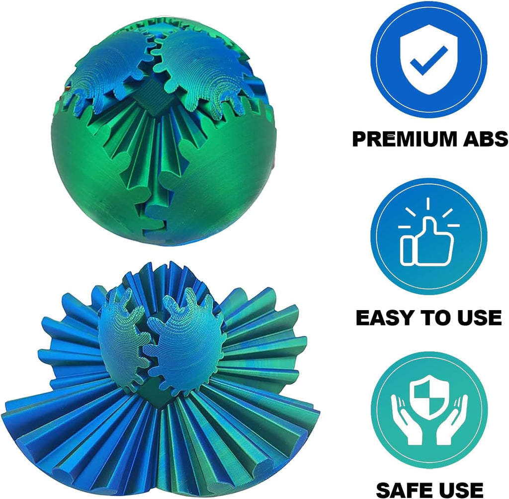 Gear Ball, 3D Printed Gear Ball, Spin ADHD Gear Ball, 3D Printed Gear Ball Rotating Ball Gear Fidget Toy for Relieving Stress and Anxiety, Suitable for Adults and Children Over 6 Years Old.