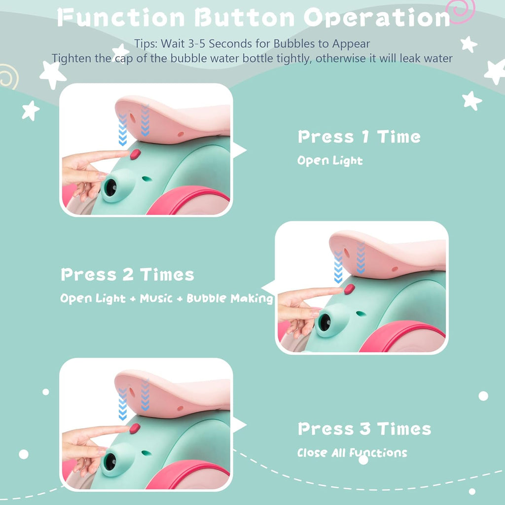 6V Electric Baby Balance Bike with Bubble Machine,4 in 1 Toddler Balance Bike w/Remote for 1 Year Old Boys Girls Kids Bubble Bike Ride on Toys w/Powered Motor,Music,LED Lights (Green&Red)