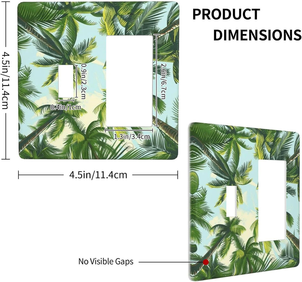 Summer Sky Coconut Palms Trees Green Plants Leaf Outlet Covers 1 Toggle 1 Rocker Combination Decorative Wall Plate Electrical Switch Plates Light Switch Cover Plate for Bed Room Living Room Decor