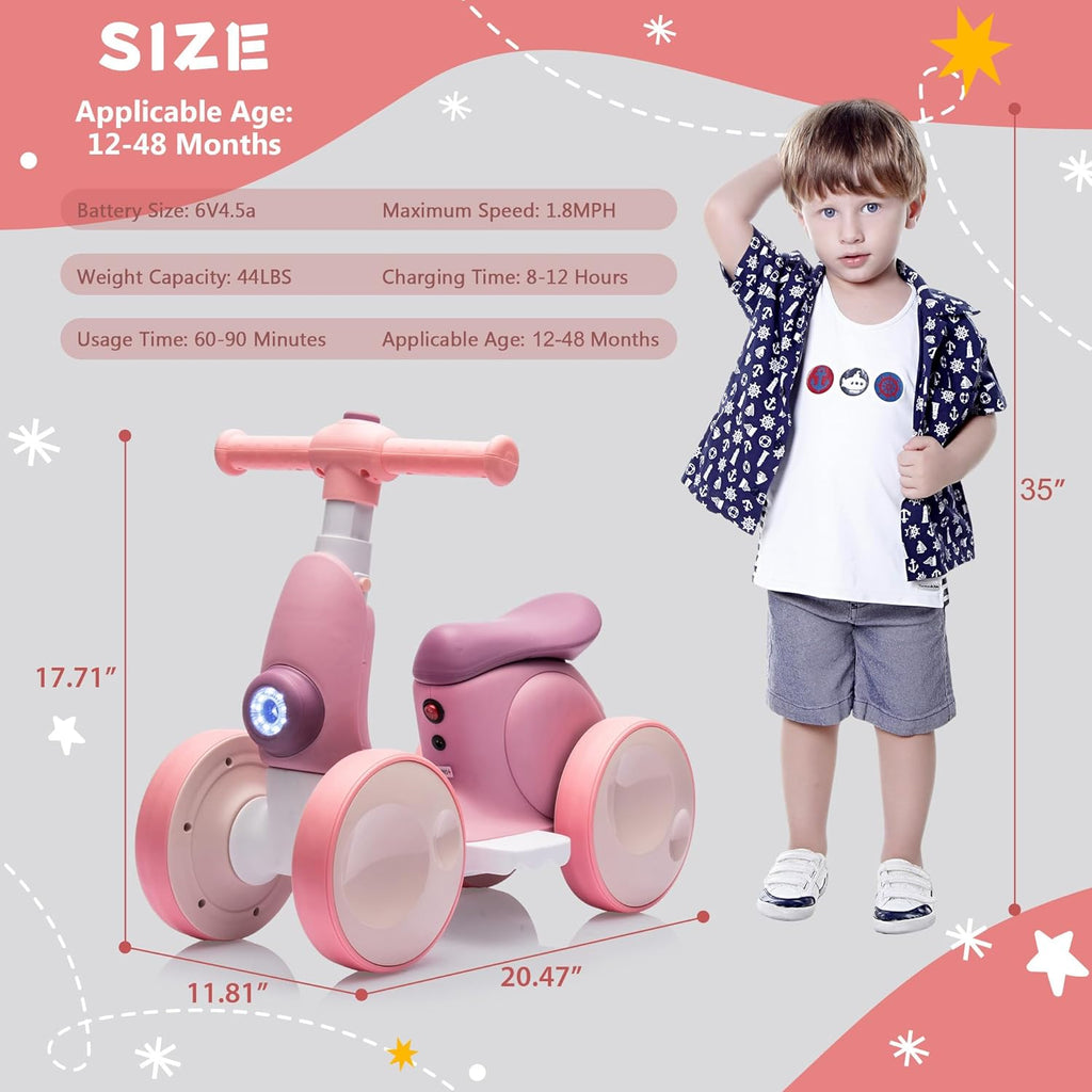 6V Electric Baby Balance Bike with Bubble Machine,4 in 1 Toddler Balance Bike w/Remote for 1 Year Old Boys Girls Kids Bubble Bike Ride on Toys w/Powered Motor,Music,LED Lights (Purple)