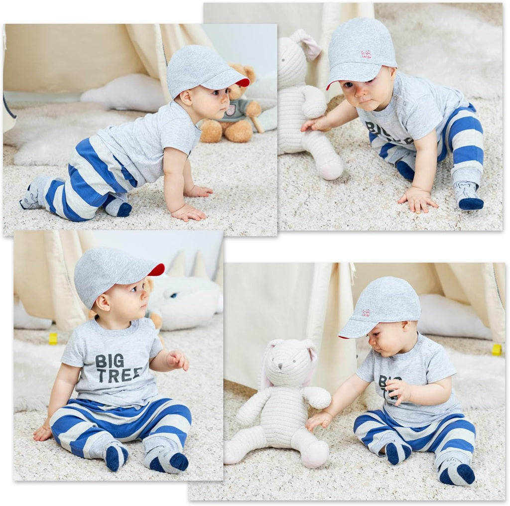 Keepersheep Baby Reversible Baseball Cap Infant Sun Hat, Cotton Knit Soft Brim for Infant Toddler, Summer Outdoor Unisex