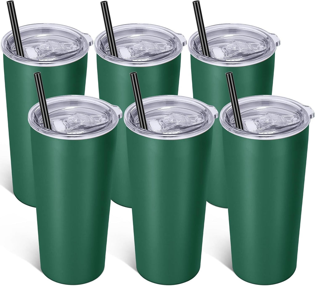 VEGOND 20oz Tumbler Stainless Steel Tumbler with Lid And Straw Vacuum Insulated Double Wall Travel Coffee Mug(dark green package 6)