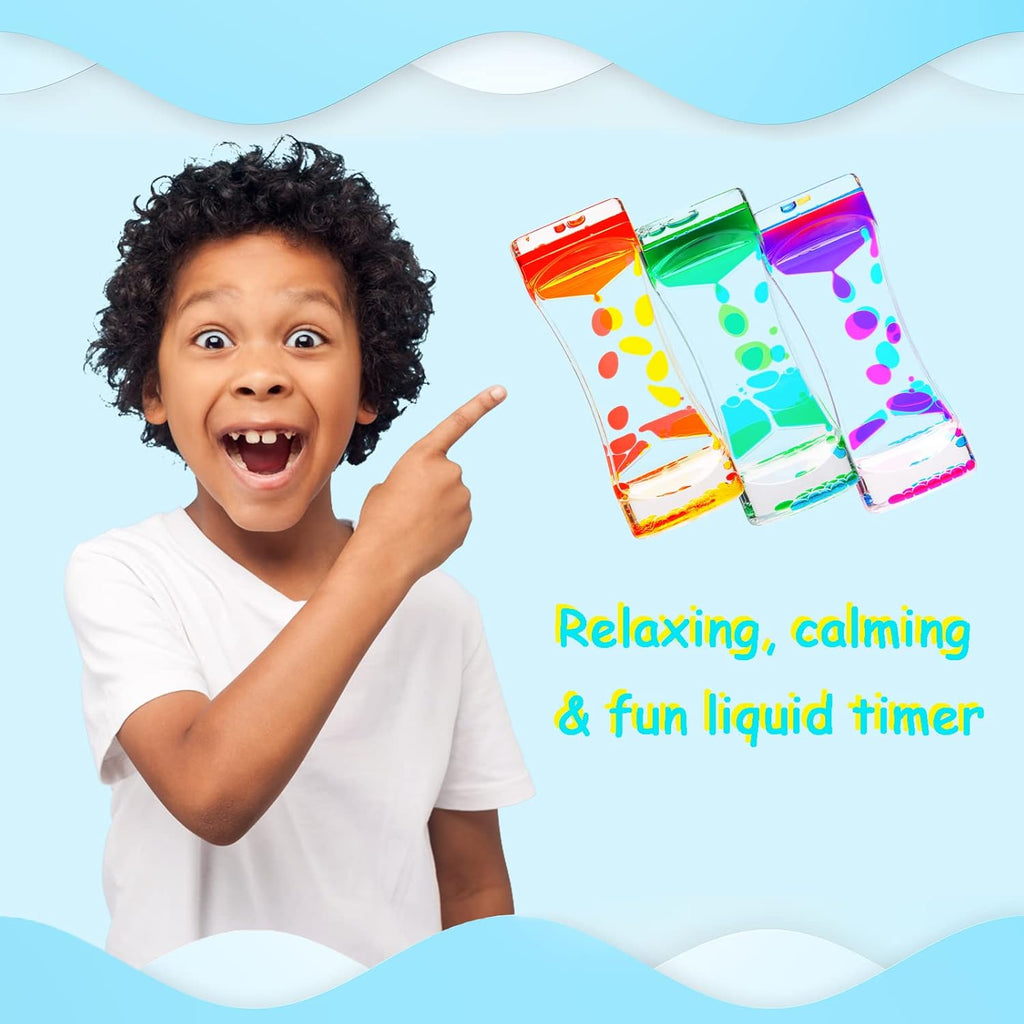 Liquid Motion Bubbler for Kids and Adults,3 Pack Water Timer Fidget Toy,Relaxing Oil Desk Décor,ADHD Autism Anxiety Stress Management Sensory Play Hourglass,Christmas Stocking Filler Gift