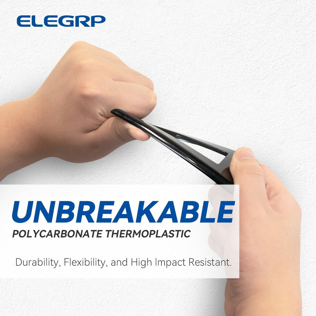 ELEGRP Decorative Receptacle Wall Plate, 1-Gang Mid Size Decorator Covers, Unbreakable Polycarbonate Faceplates for Decorator Device, UL Listed, Screws Included (2 Pack, Glossy Black)