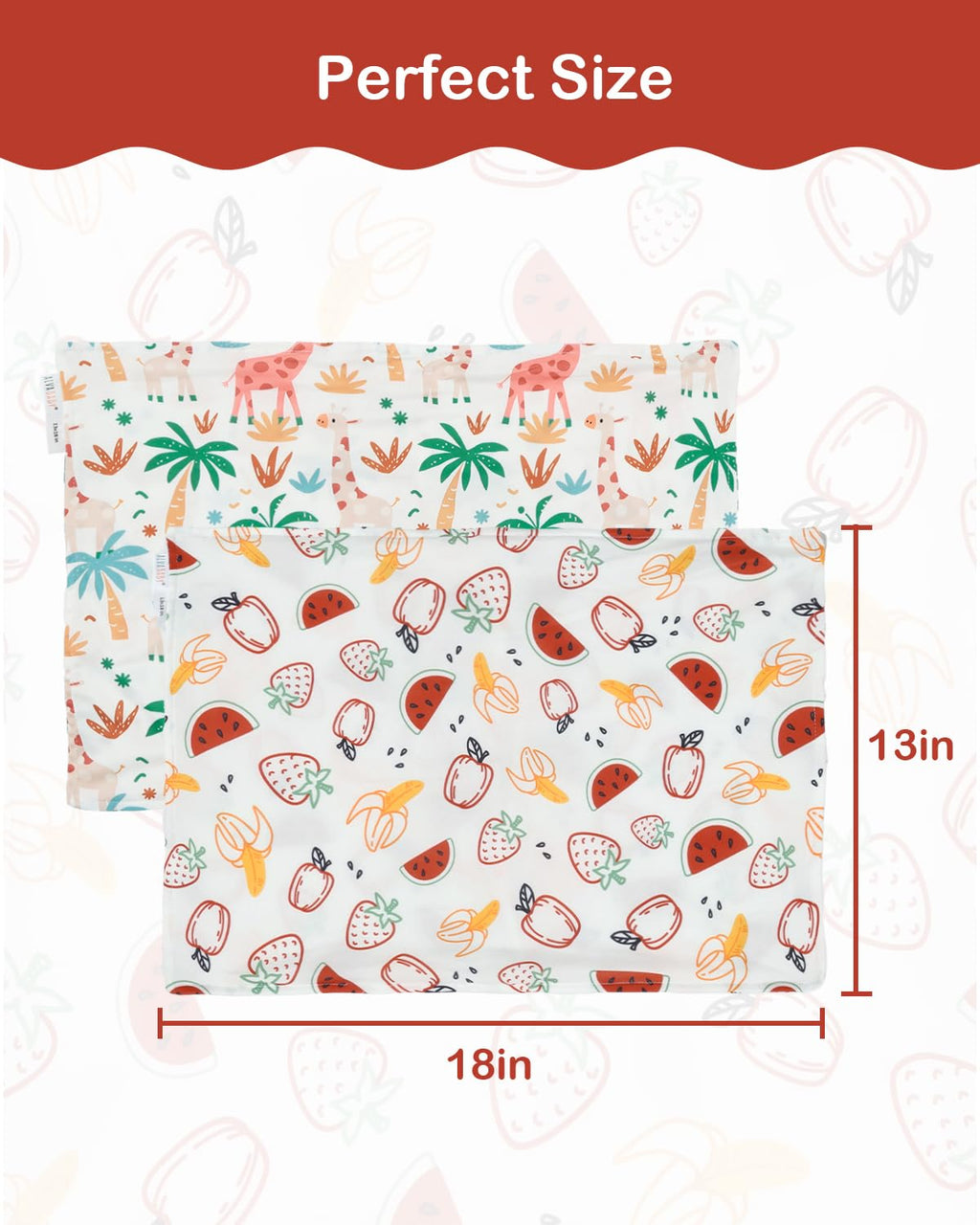 ALVABABY Toddler Pillowcases Stretchy Soft Kids Pillow Cover 2 Pack Fit 13"x 18" or 12"x16" Envelope for Girl Boy Sleepy Travel 2TPE29A