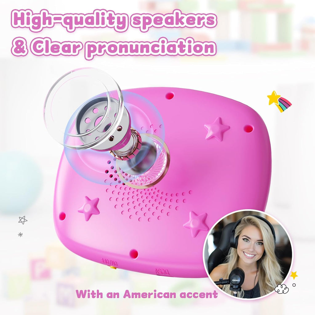 Toddlers Talking Flash Cards with American Accent & 288 Sight Words, Speech Therapy Toys for 1 2 3 4 5 6 Years Old Boys and Girls, Learning Montessori Sensory kit, Kids Birthday Gifts (Pink)