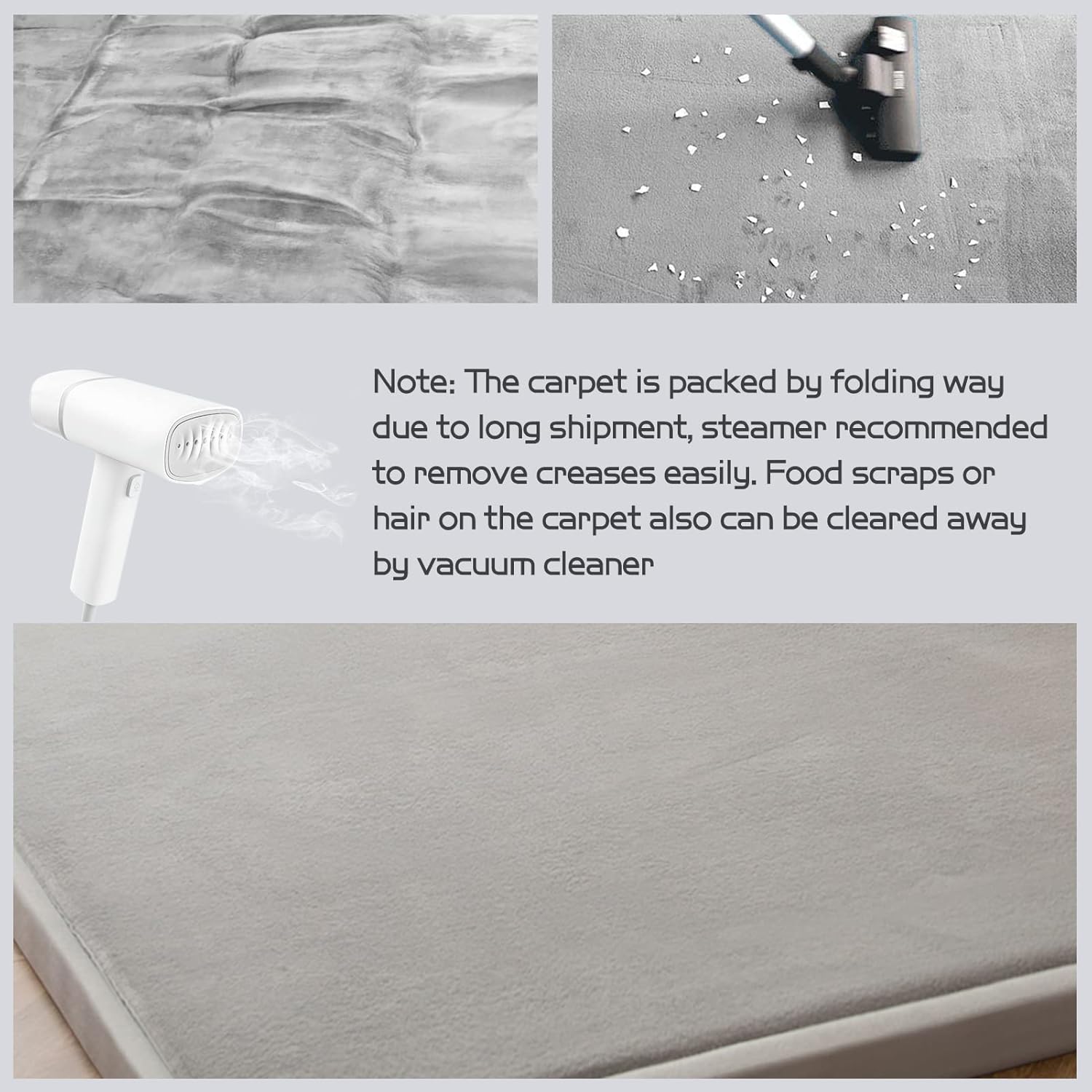 MAXYOYO Grey Coral Velvet Area Rug, Thick Japanese Tatami Mat Living Room Carpet with Non-Slip Backing, Large Solid Color Mat for Bedroom Dormitory Yoga, 78 by 78 inch