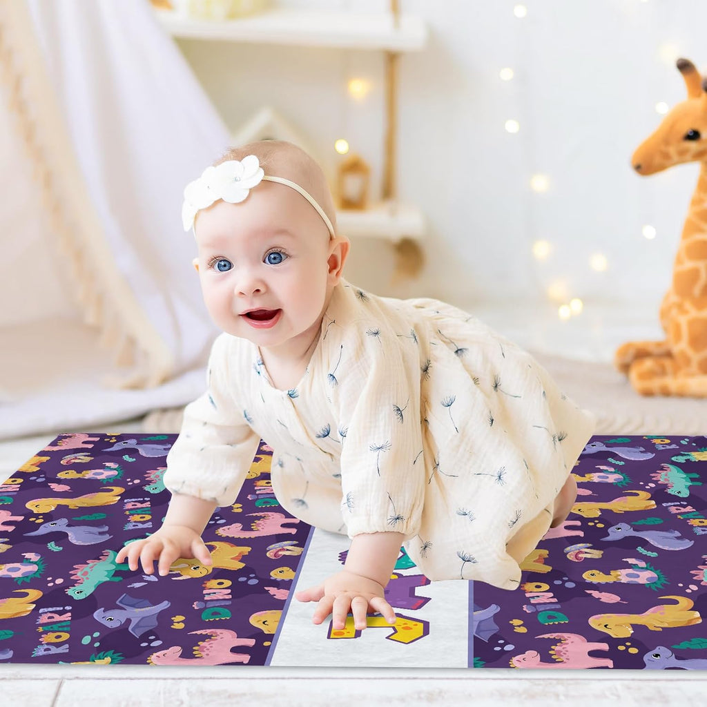 Personalized Dinasour Name Baby Blanket, Custom Cute Alphabet Name Blanket Toddler Boy Soft Flannne Swaddling Blankets Customized Monogram Memorial Gift from Nana for Infant Newborn Shower