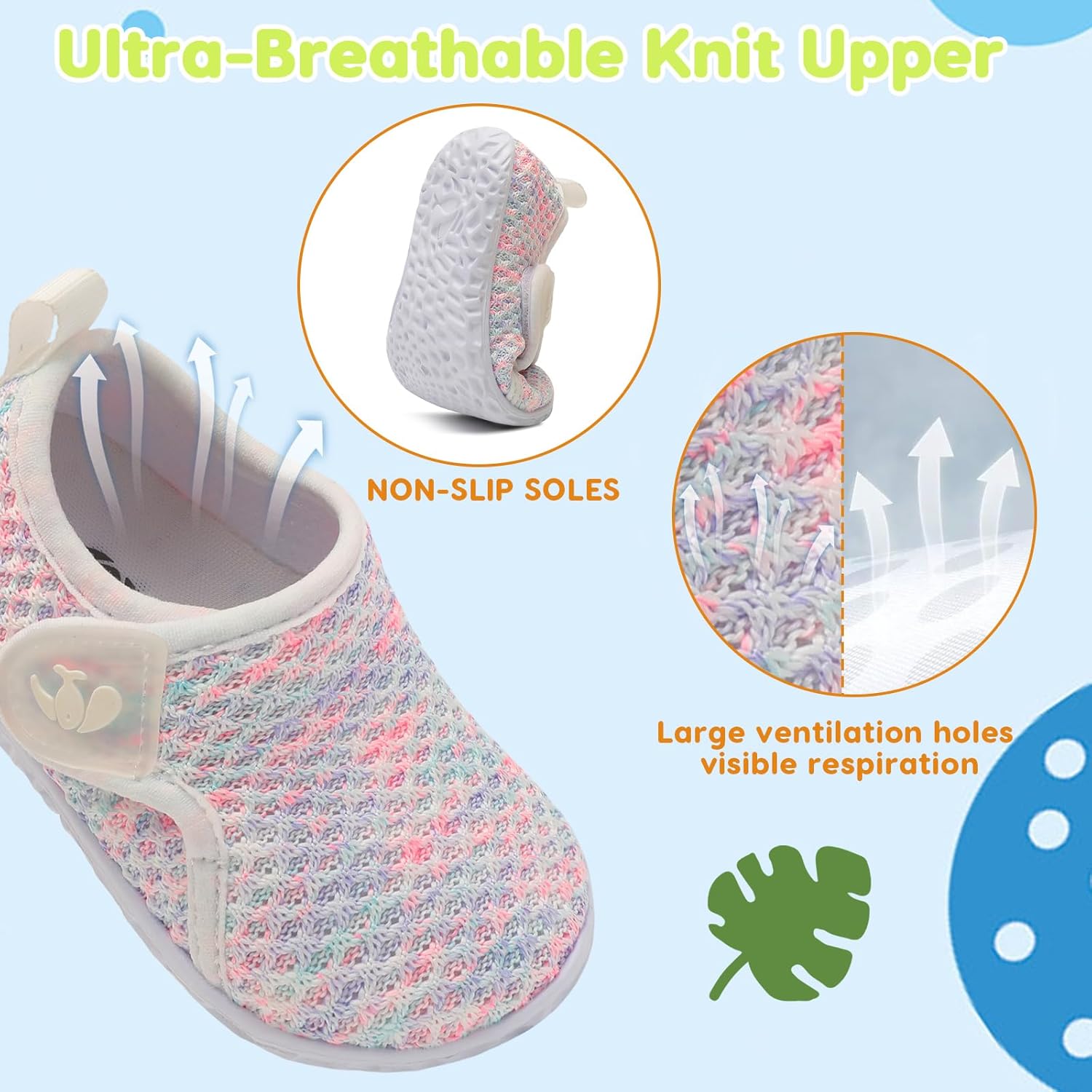 FEETCITY Baby Boys Girls First Walking Shoes Infant Sneakers Crib Shoes Breathable Lightweight Slip On Shoes