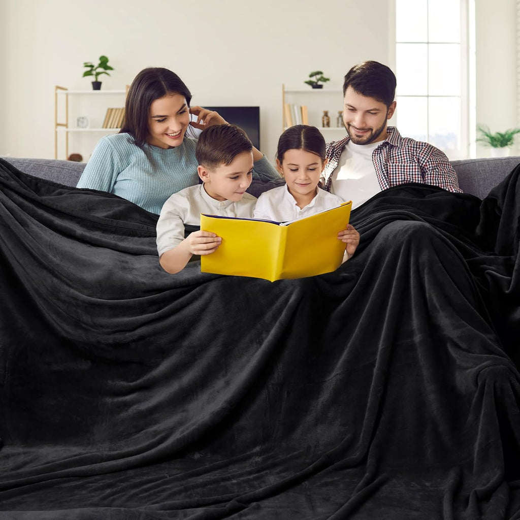 PHF Oversized King Fleece Blanket 120"x120", No Shed No Pilling Big Soft Blanket, Extra Large 10'x 10' Lightweight for Bed, Sofa Travel and Camping, Suitable for All Season, Black