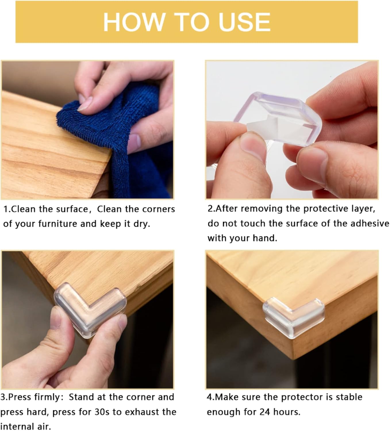 8 Pack Corner Protector for Baby, Clear Furniture Corner Guard & Edge Safety Bumpers for Table Edges & Sharp Corners - Baby Proofing (L Shape)