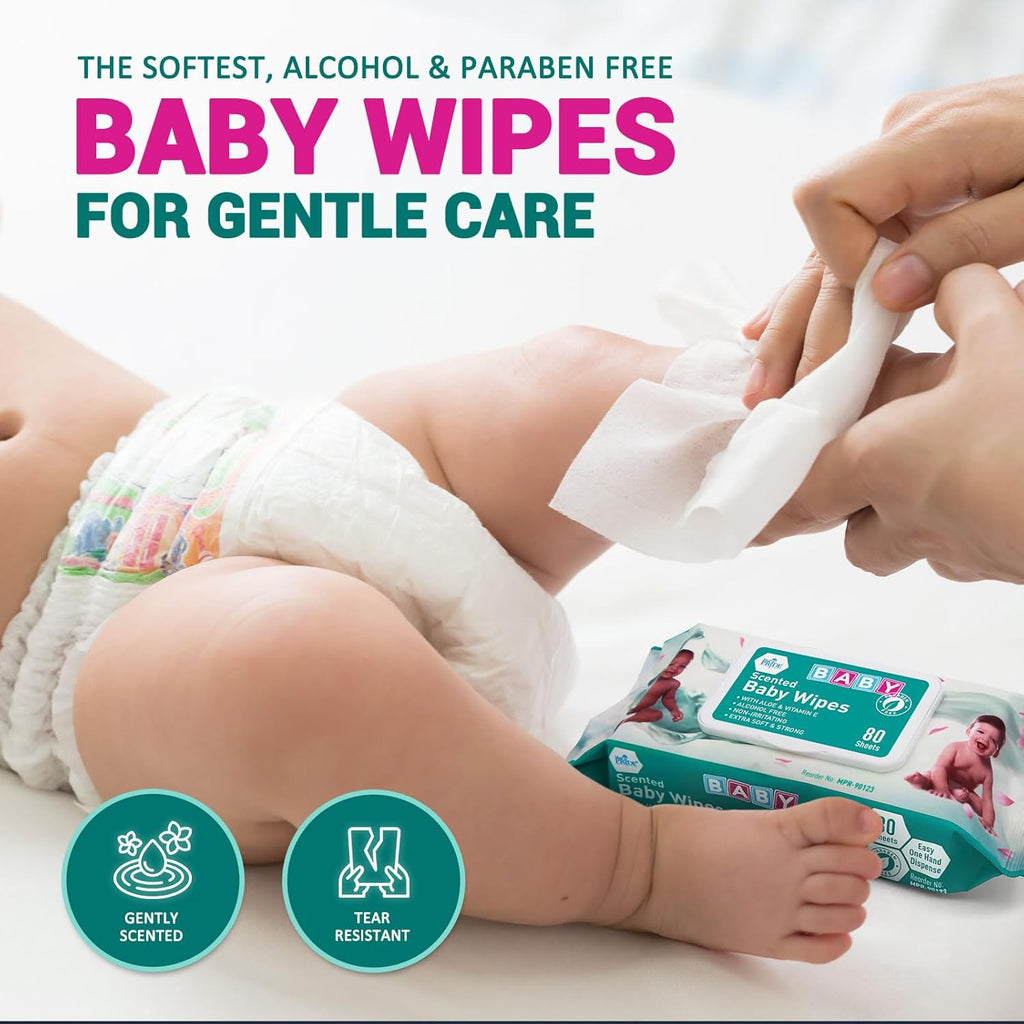 MED PRIDE Scented Baby Wipes Packs in Bulk, 24 Packs X 80 = 1920 Count, Alcohol-Free, Paraben-Free, with Aloe Vera & Vitamin E