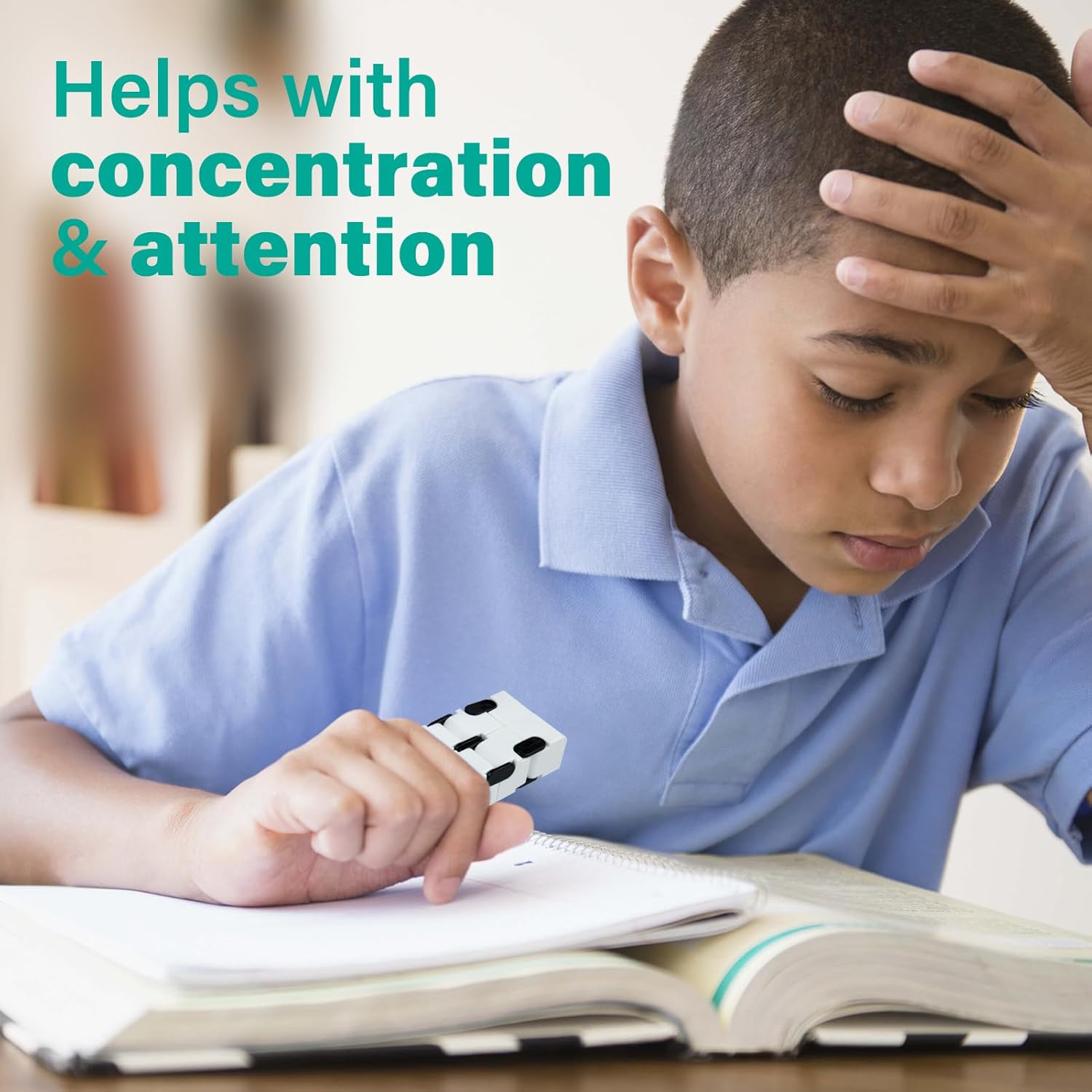 Infinitycube Fidget Toy Stress Relieving Fidgeting Game for Kids and Adults,Cute Pocket-sized Unique Gadget for Anxiety Relief and Kill Time (White/Black)