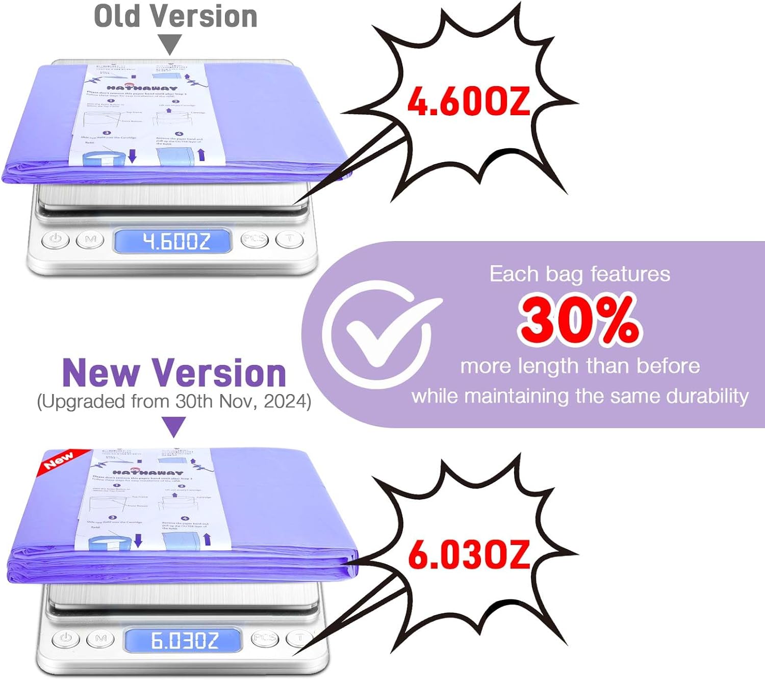 Refills Compatible with Dekor Classic, 30% Extra Length Diaper Pail Refills 4 Pack Diaper Pail Liners Lavender Scent