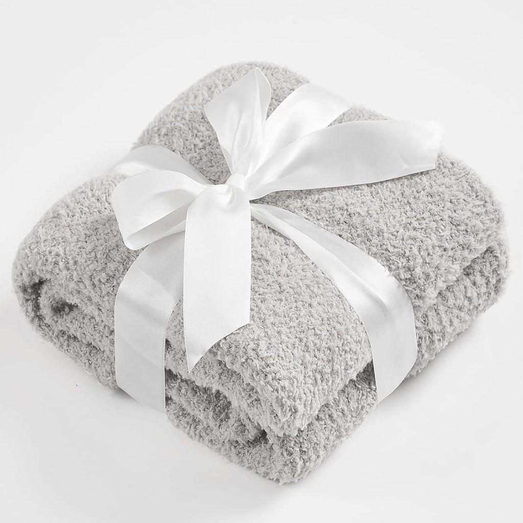 CYMULA Kids Throw for Boys and Girls 30 x 40 inches, Soft Cozy Cute Swaddle Fleece Throw, Light Grey