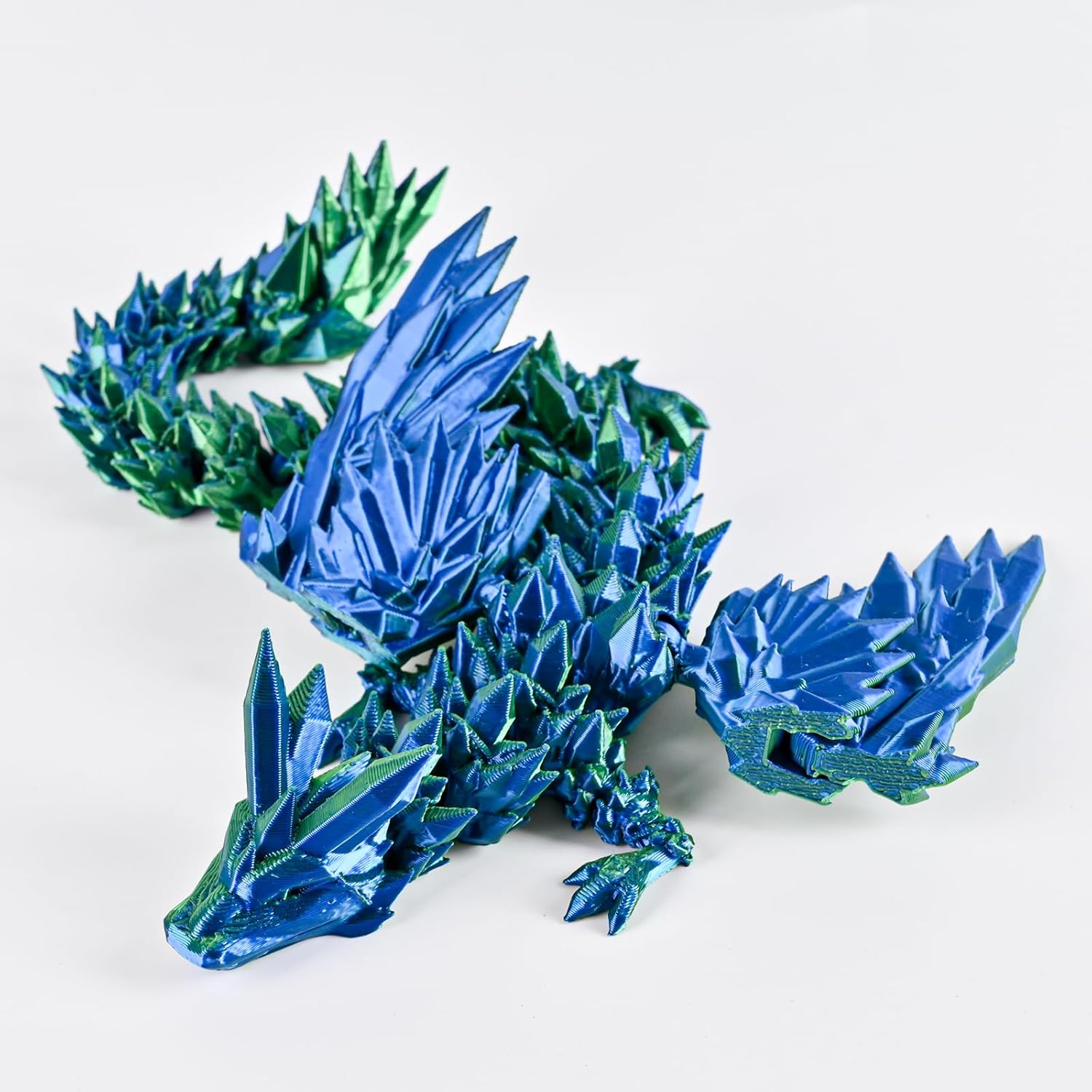 12inch Fly Dragon Egg, Year of The Dragon, 3D Printed Dragon, Executive Desk Toys, Articulated Dragon, Fidget Toys Gifts for Graduates Students Teachers Adults (Green&Blue)