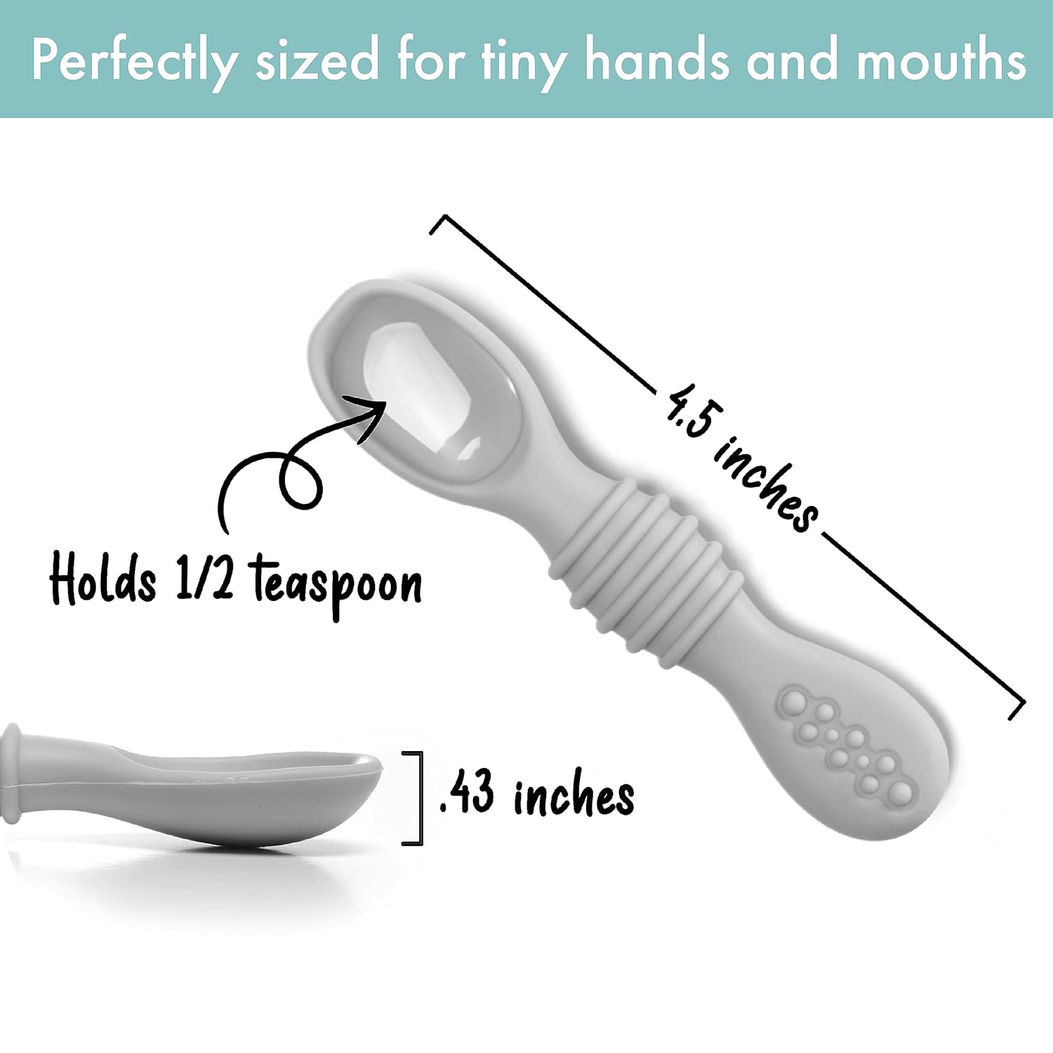 PrimaStella Silicone Chew Spoon Set for Babies and Toddlers - Safety Tested - BPA Free - Microwave, Dishwasher and Freezer Safe - Earth Shades