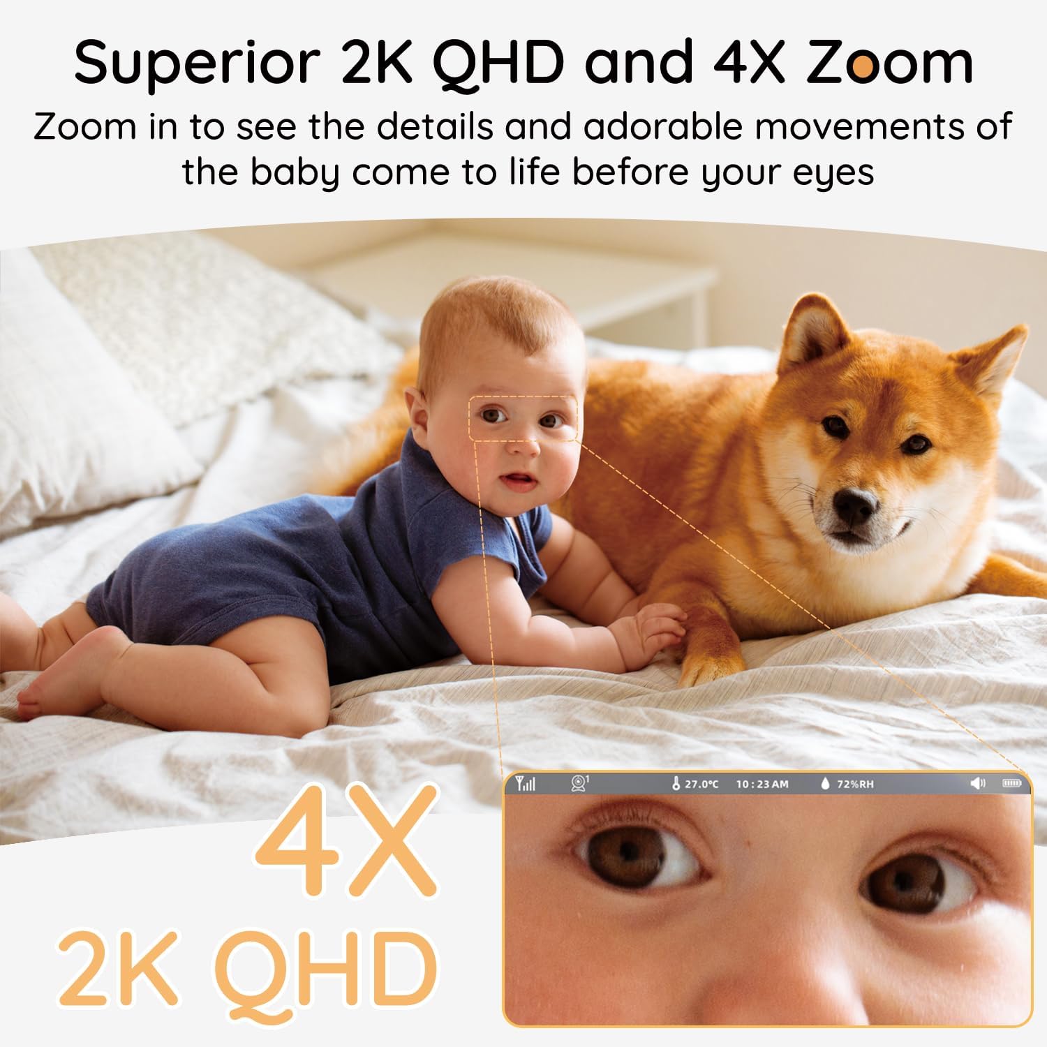 BOIFUN Additional Baby Camera Specifically Compatible with Baby2TM Video Baby Monitor, 360° Camera with Night Light, Auto Tracking, AI Motion & Sound Detection, Two-Way Audio